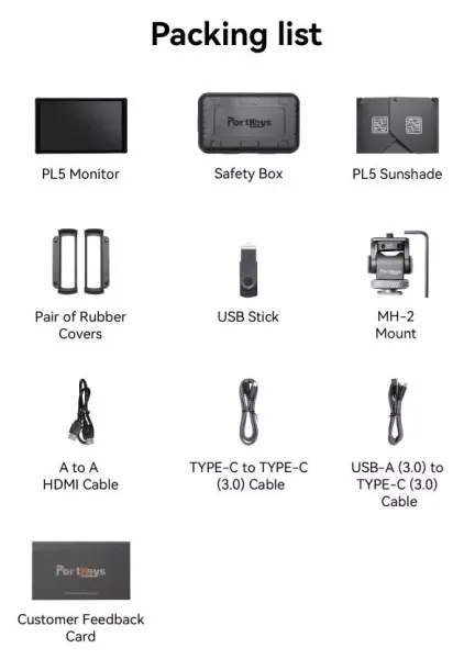 Portkeys - PL5,  5,4" Small Field HDMI-Kameramonitor für DSLR-Live-Streaming