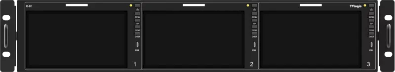 TVLogic R-5T, 3 x 5.5” LCD 2RU 1920 x 1080 Triple LCD UHD-4K Ready Rack Mount, 500cd/㎡ (12G/6G/3G/HD/SD-SDI, HDMI)