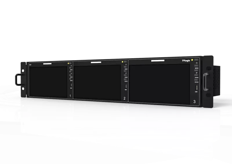 TVLogic R-5T, 3 x 5.5” LCD 2RU 1920 x 1080 Triple LCD UHD-4K Ready Rack Mount, 500cd/㎡ (12G/6G/3G/HD/SD-SDI, HDMI)
