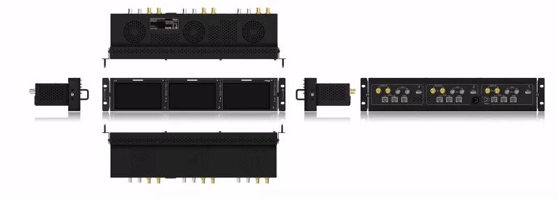 TVLogic R-5T, 3 x 5.5” LCD 2RU 1920 x 1080 Triple LCD UHD-4K Ready Rack Mount, 500cd/㎡ (12G/6G/3G/HD/SD-SDI, HDMI)