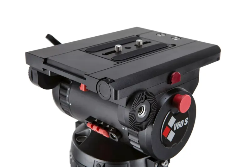 Camgear V60S EFP Fluid Head, 4-Bolt flat base Fluid Head incl. Wedge Plate WP-6 & 2x Telescopic Pan Bar PB-3
