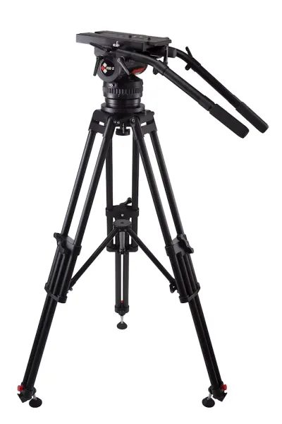 Camgear V90 Studio/OB AL MS, Aluminum Tripod System, OB Heavy-Duty Fluid Head, Mid Level Spreader, Tripod Bag